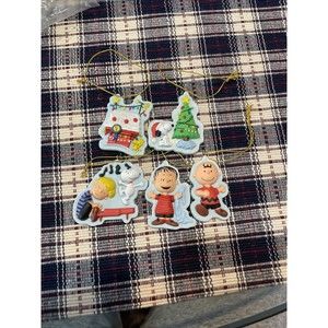 Peanuts United Feature Syndicate Ornaments Lot Of 5 Charlie Brown Snoopy Xmas